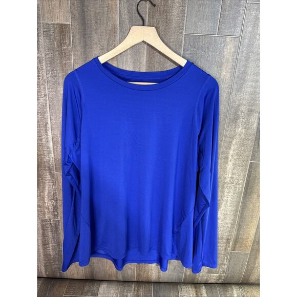 Athletic‎ Works T-Shirt Long Sleeve Blue Performance Stretch Crew Neck XL - Picture 1 of 7